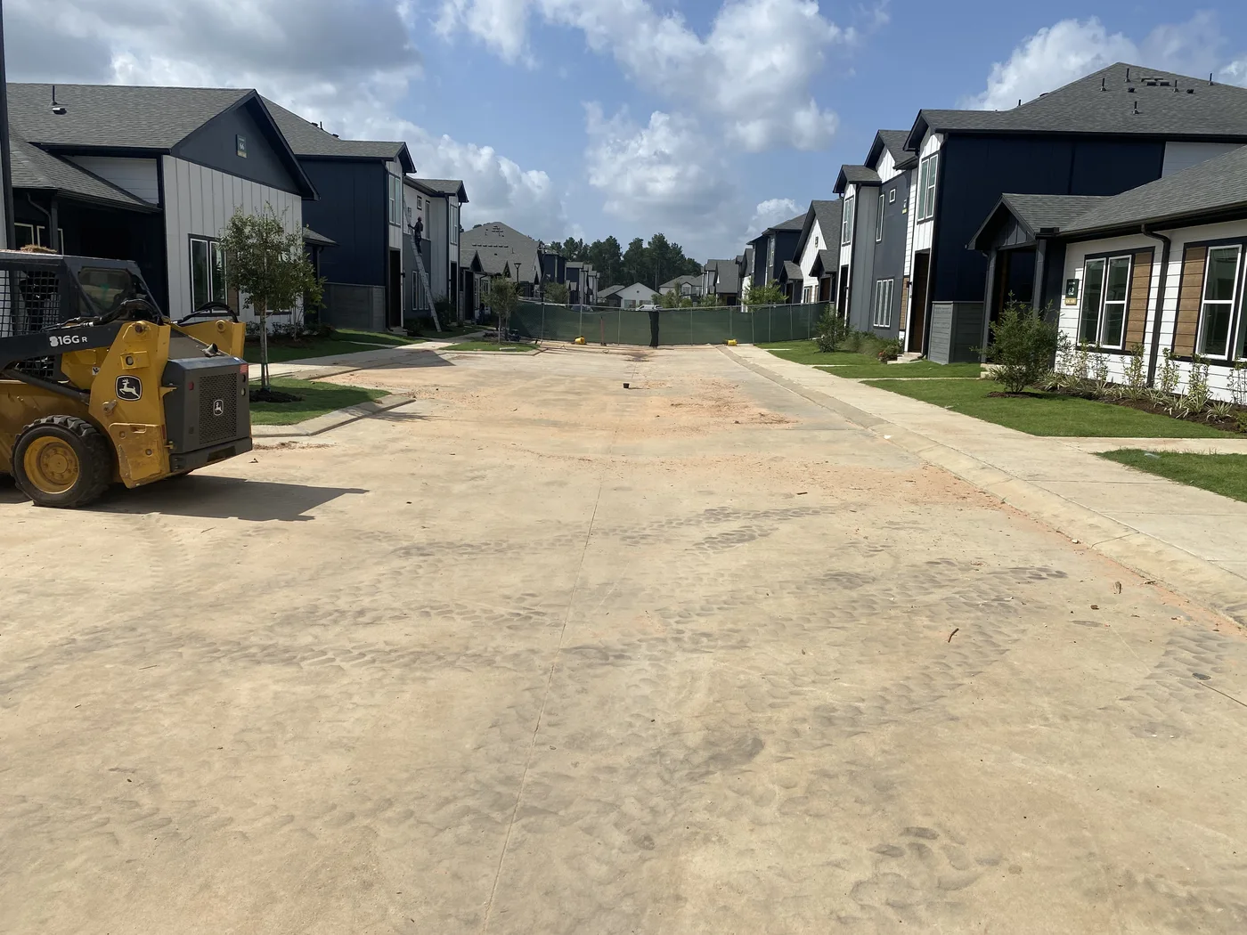 Post-construction community before pressure washing